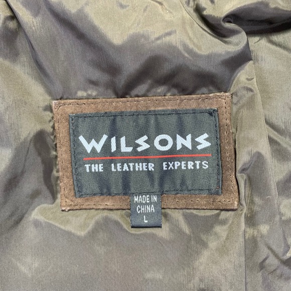VINTAGE Wilsons Leather Suede Jacket Womens Large Brown Zip Up Pockets 90s - Picture 7 of 16